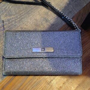Sparkling Silver Evening Clutch with Chain Strap